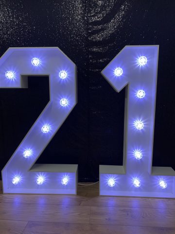 Light Up Numbers With Black Glitter Backdrop